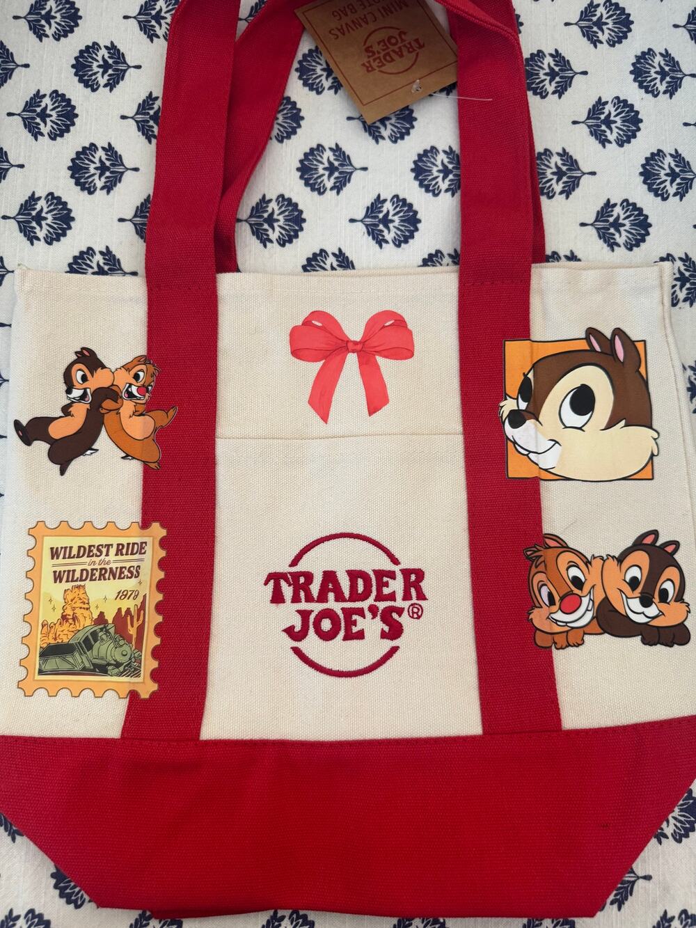 Disney Chip and Dale Red Custom Made Trader Joes Mini Tote